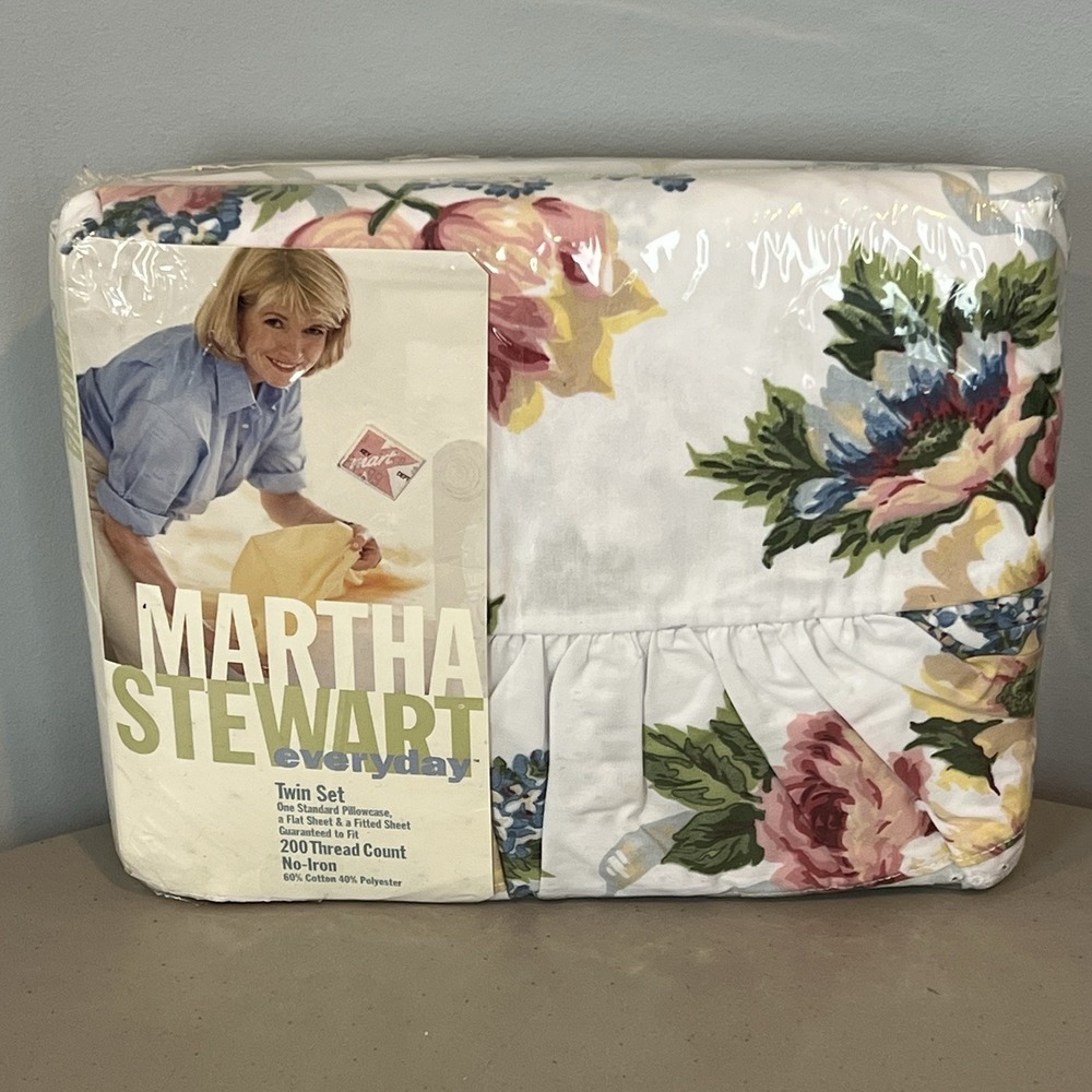 Martha Stewart Lilac Garden Twin Sheet Set Cottagecore Floral Vintage 1990s NIP